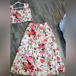 Abercrombie linen blend midi skirt with slit